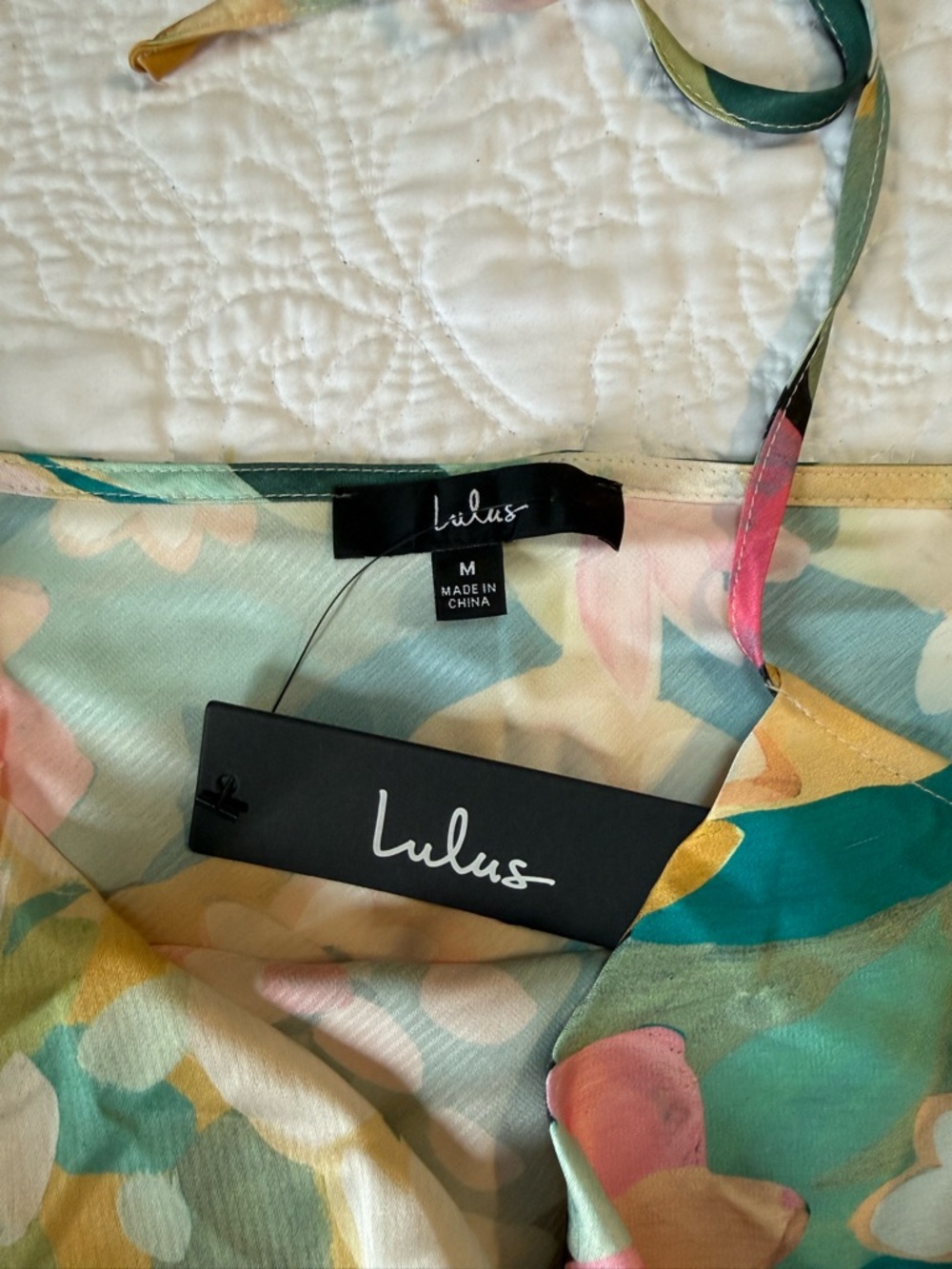 NWT Lulus Elevated Effect Green Multi Floral Satin Halter Slip Mini Dress - Picture 7 of 8